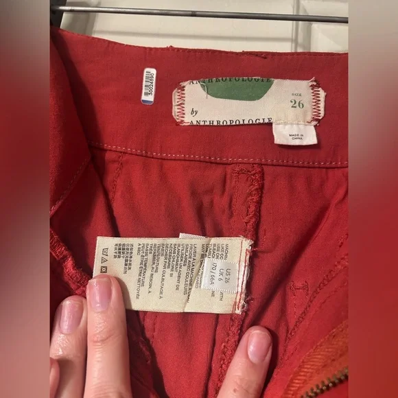 By Anthropologie Rust Red Colette Wide Leg Linen Blend Pants Size 26 - Picture 6 of 9